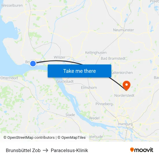 Brunsbüttel Zob to Paracelsus-Klinik map
