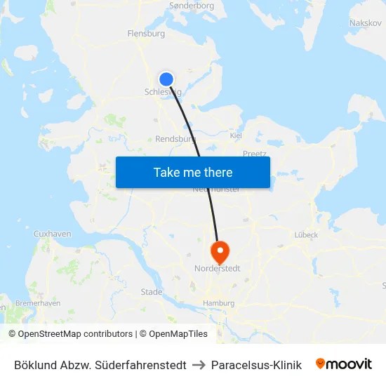 Böklund Abzw. Süderfahrenstedt to Paracelsus-Klinik map