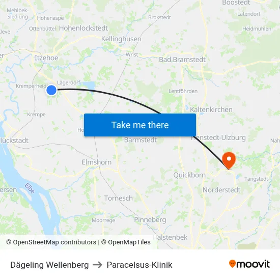 Dägeling Wellenberg to Paracelsus-Klinik map