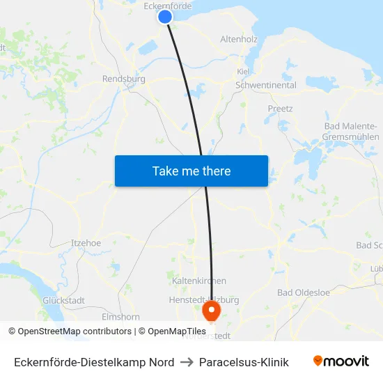 Eckernförde-Diestelkamp Nord to Paracelsus-Klinik map