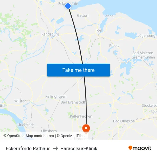 Eckernförde Rathaus to Paracelsus-Klinik map
