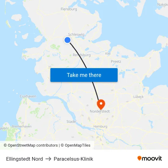 Ellingstedt Nord to Paracelsus-Klinik map