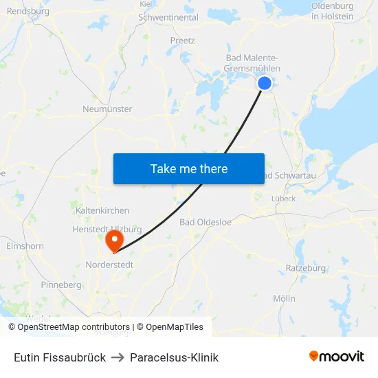 Eutin Fissaubrück to Paracelsus-Klinik map