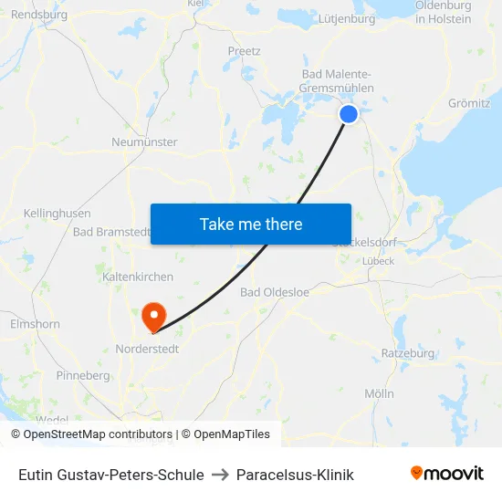 Eutin Gustav-Peters-Schule to Paracelsus-Klinik map