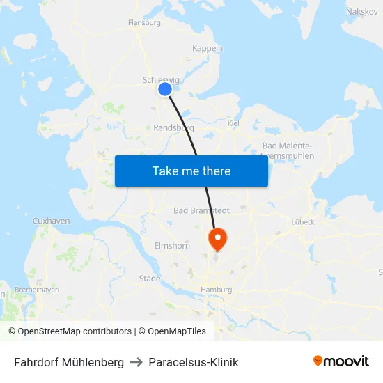 Fahrdorf Mühlenberg to Paracelsus-Klinik map