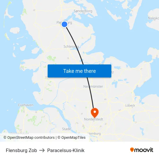 Flensburg Zob to Paracelsus-Klinik map