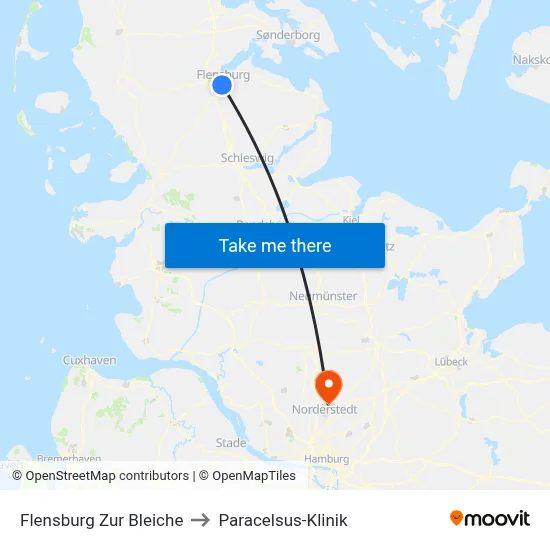 Flensburg Zur Bleiche to Paracelsus-Klinik map
