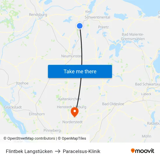 Flintbek Langstücken to Paracelsus-Klinik map