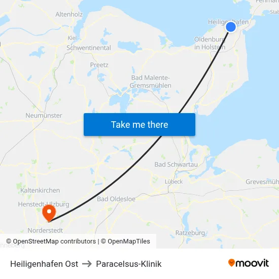 Heiligenhafen Ost to Paracelsus-Klinik map