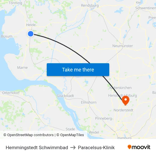 Hemmingstedt Schwimmbad to Paracelsus-Klinik map