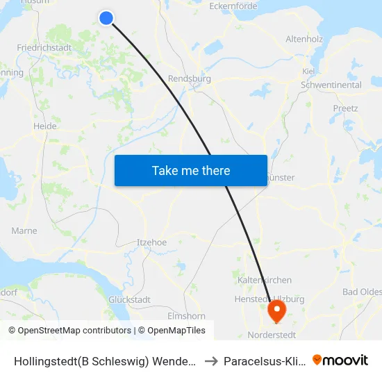 Hollingstedt(B Schleswig) Wendeplatz to Paracelsus-Klinik map