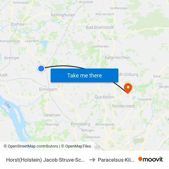 Horst(Holstein) Jacob-Struve-Schule to Paracelsus-Klinik map