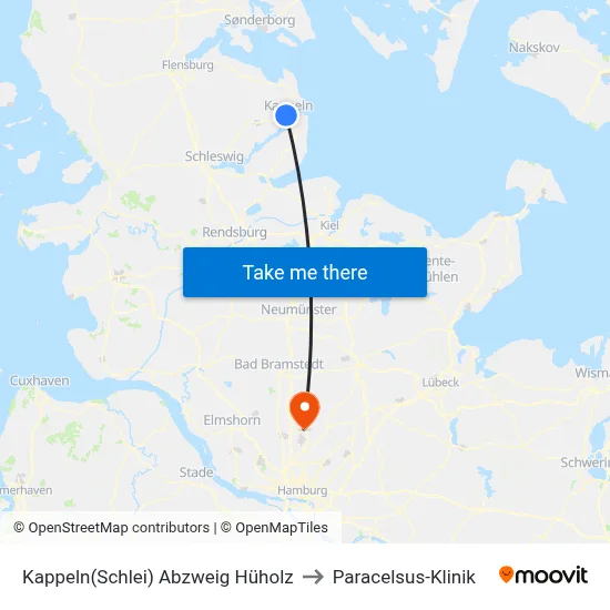 Kappeln(Schlei) Abzweig Hüholz to Paracelsus-Klinik map