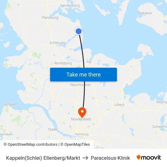 Kappeln(Schlei) Ellenberg/Markt to Paracelsus-Klinik map