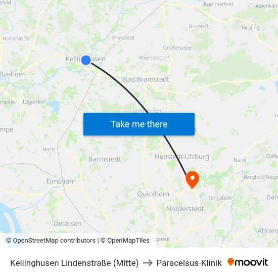 Kellinghusen Lindenstraße (Mitte) to Paracelsus-Klinik map