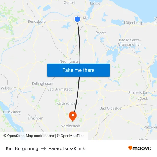 Kiel Bergenring to Paracelsus-Klinik map