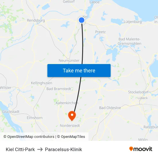 Kiel Citti-Park to Paracelsus-Klinik map