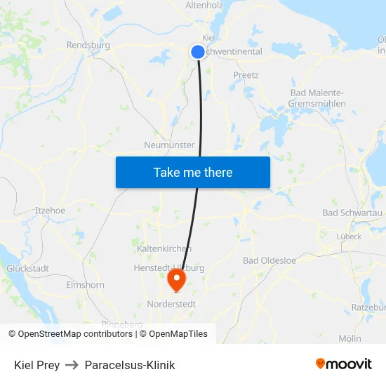 Kiel Prey to Paracelsus-Klinik map