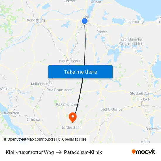 Kiel Krusenrotter Weg to Paracelsus-Klinik map