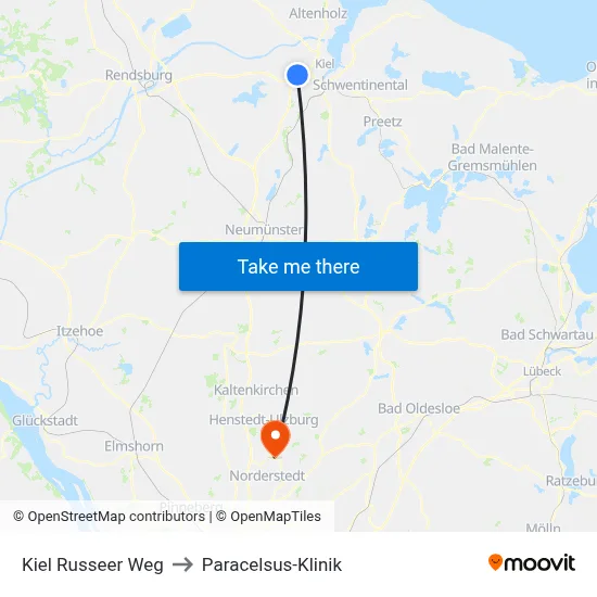 Kiel Russeer Weg to Paracelsus-Klinik map