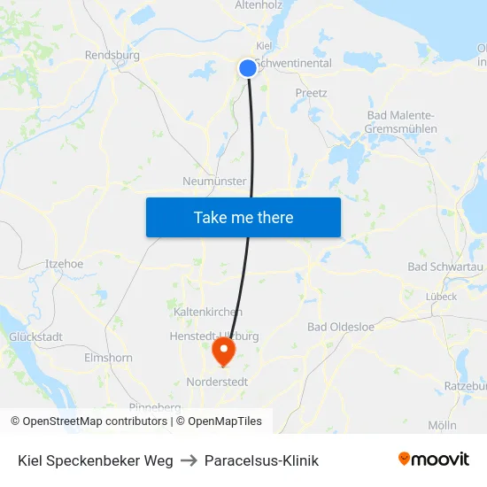 Kiel Speckenbeker Weg to Paracelsus-Klinik map
