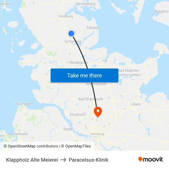Klappholz Alte Meierei to Paracelsus-Klinik map