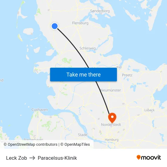 Leck Zob to Paracelsus-Klinik map