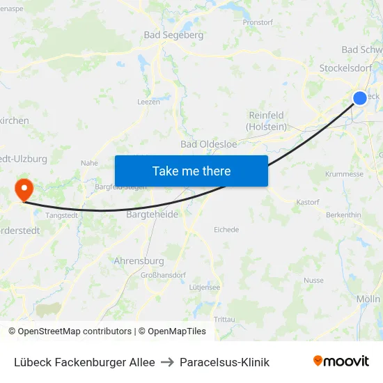 Lübeck Fackenburger Allee to Paracelsus-Klinik map
