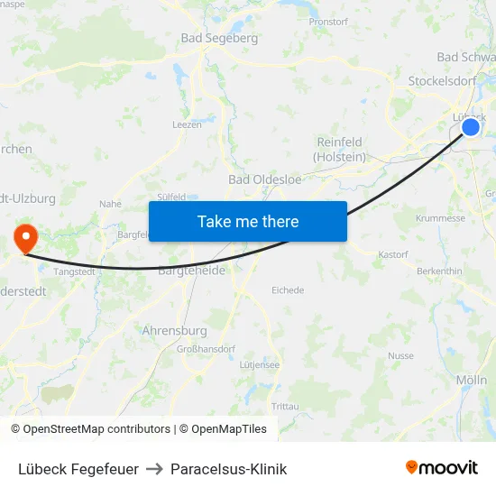 Lübeck Fegefeuer to Paracelsus-Klinik map