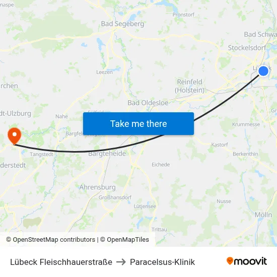 Lübeck Fleischhauerstraße to Paracelsus-Klinik map