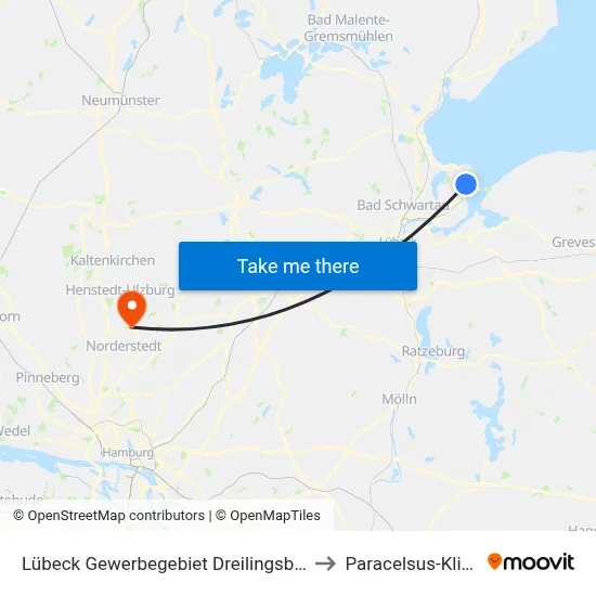 Lübeck Gewerbegebiet Dreilingsberg to Paracelsus-Klinik map