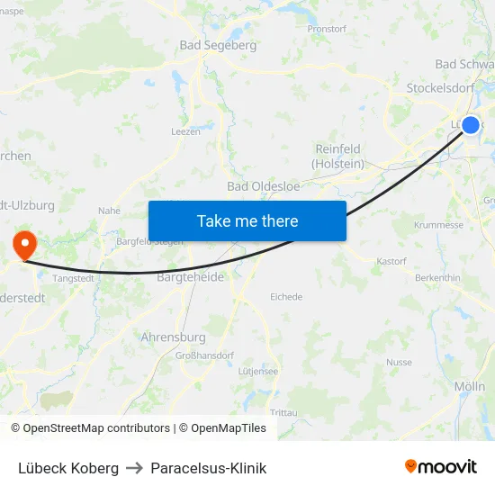 Lübeck Koberg to Paracelsus-Klinik map