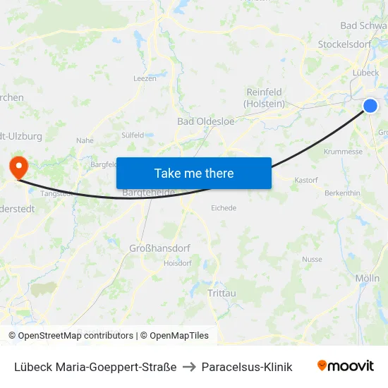 Lübeck Maria-Goeppert-Straße to Paracelsus-Klinik map