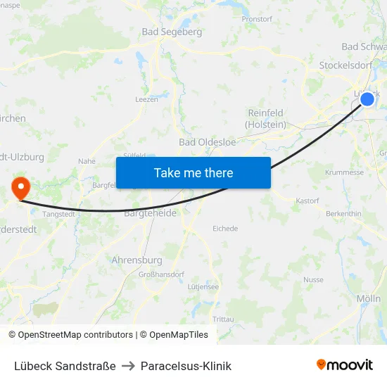 Lübeck Sandstraße to Paracelsus-Klinik map