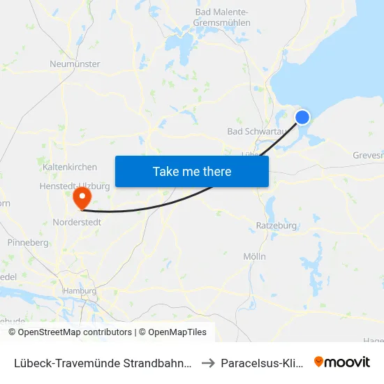 Lübeck-Travemünde Strandbahnhof to Paracelsus-Klinik map
