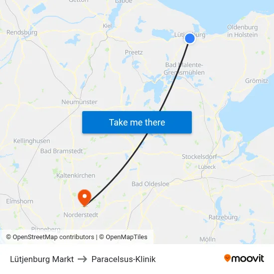 Lütjenburg Markt to Paracelsus-Klinik map