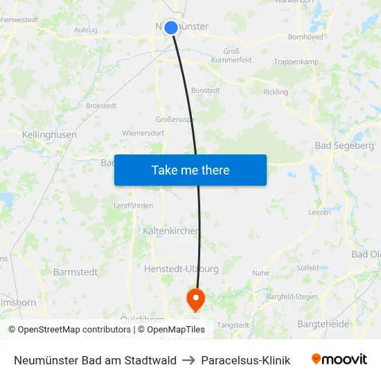 Neumünster Bad am Stadtwald to Paracelsus-Klinik map