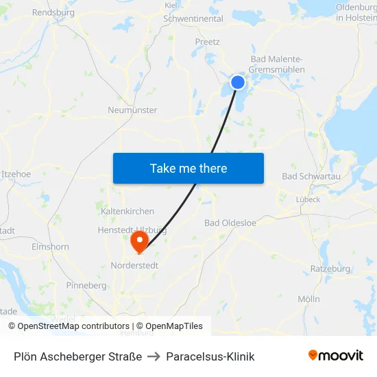 Plön Ascheberger Straße to Paracelsus-Klinik map