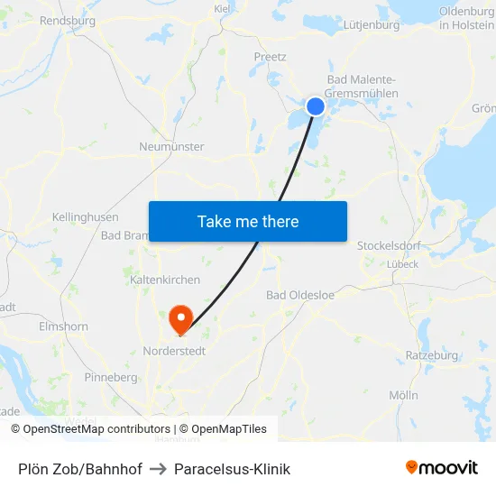 Plön Zob/Bahnhof to Paracelsus-Klinik map