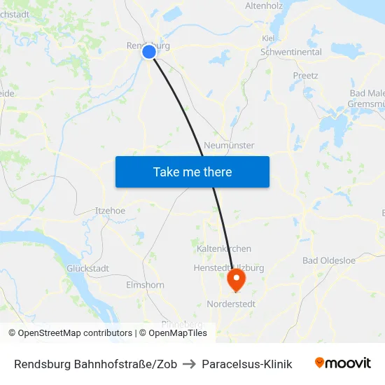 Rendsburg Bahnhofstraße/Zob to Paracelsus-Klinik map