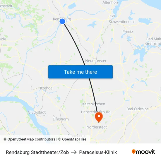 Rendsburg Stadttheater/Zob to Paracelsus-Klinik map