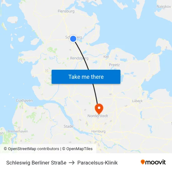Schleswig Berliner Straße to Paracelsus-Klinik map
