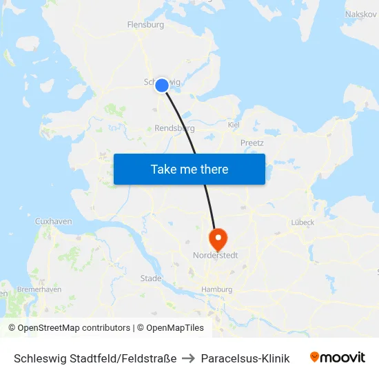 Schleswig Stadtfeld/Feldstraße to Paracelsus-Klinik map
