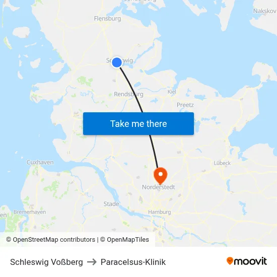 Schleswig Voßberg to Paracelsus-Klinik map
