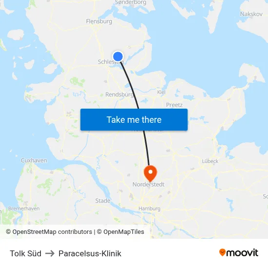 Tolk Süd to Paracelsus-Klinik map