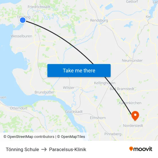 Tönning Schule to Paracelsus-Klinik map