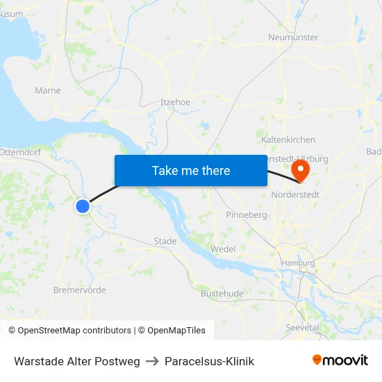 Warstade Alter Postweg to Paracelsus-Klinik map