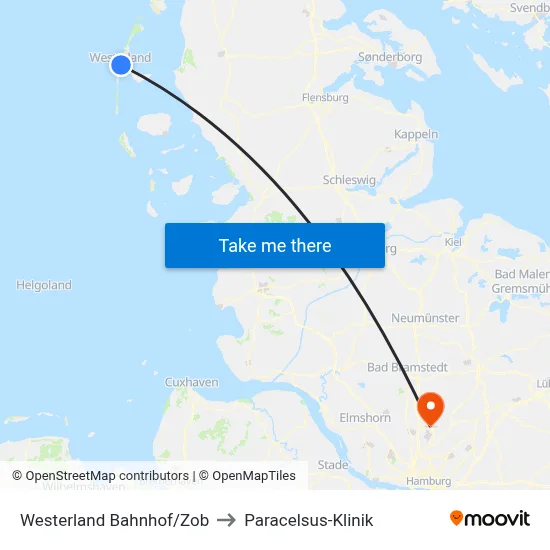 Westerland Bahnhof/Zob to Paracelsus-Klinik map