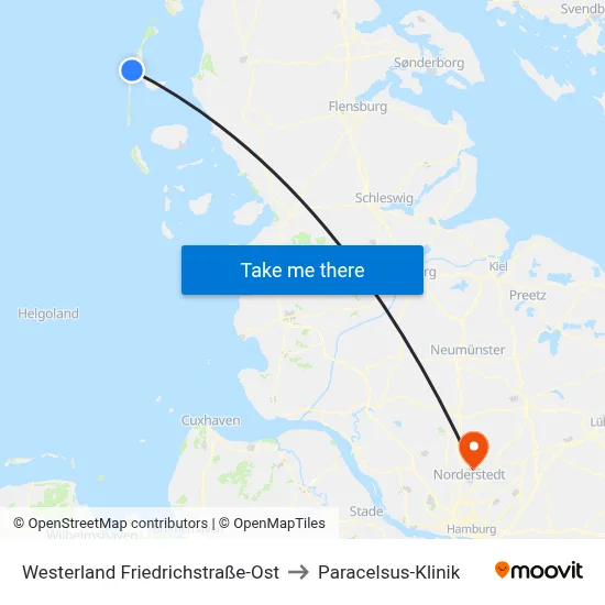 Westerland Friedrichstraße-Ost to Paracelsus-Klinik map