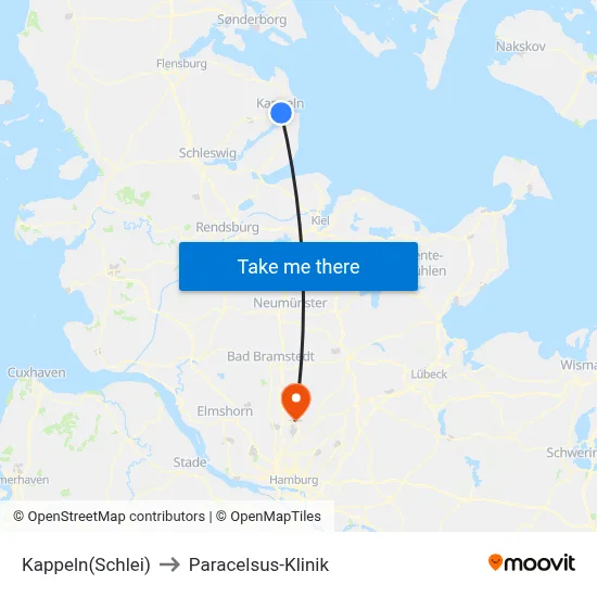 Kappeln(Schlei) to Paracelsus-Klinik map